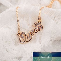 New Fashion Luxury Gold-Color Queen Crown Chain Necklace Zircon Crystal Necklace Women Fashion Jewellery Birthday Present Gifts Factory price expert design Quality