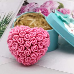 3d Bolo de flor de rosa molde Love Heart Mold FOLD DIY FONDANT Açúcar Pudding Soop Moldes para Moldes de chocolate para Bolo de Valentim para Casamento 1221543