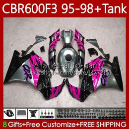 Body For HONDA CBR-600 CBR 600 CBR600 F3 Pink grey FS CC 600F3 97 98 95 96 64No.264 600FS CBR600F3 600CC 1995-1998 Bodywork CBR600FS 1997 1998 1995 1996 OEM Fairings