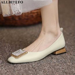 ALLBITEFO beautiful design real genuine leather women high heels fashion sexy women heels shoes low heel shoes 210611