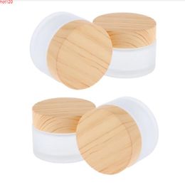 12 x 50g 30g 15g 10g 5g Frost Glass Cream Jar With plastic imitation wood lids 1/2oz 1/3oz 1oz Containers For usinggood