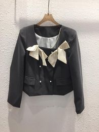 Women's Suits & Blazers The Early Autumn 2021 Double-breasted Pearl Bowknot Is Brief Paragraph Shoulder Pads Suit Jacket 0813