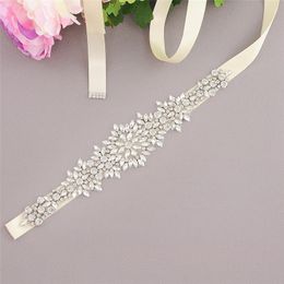 Wedding Sashes Custom Made Belts Satin Belt With Rhinestones Beads Wedding Accessories Bridal Ribbon Sash For Prom Gowns