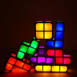 Ночные светильники ZK20 DIY тетрис головоломки легкие стекируемые светодиодные конструированные блок стола для стола 7 цветов новинка игрушка детский подарок