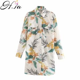 H.SA vintage fashion flower print casual blouse shirts women long sleeve elegant blusas feminina business chic tops 210417