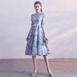 Party Dress Women Blue Grey S-3XL Plus Size Bandage Spring Summer Elegant Host Banquet Vestidos LR210 210531