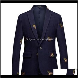 Suits & Mens Clothing Apparel Drop Delivery 2021 Bees Blazer Men Fashion Wedding Prom Blazers Single Button For Male Stylish Suit Jacket 6Xl