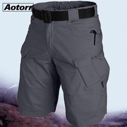 Men's Urban Military Cargo Shorts Cotton Outdoor Male Classic Tactical Waterproof Multi Pocket Big Size 5XL 210713
