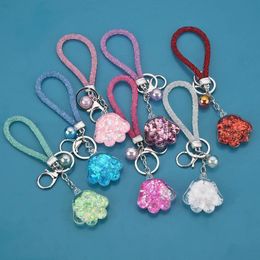Women Keychain Creative Cute Cat Claw Key Chain Acrylic Bell Car Bag Pendant Key Ring Holder Pendant Gift