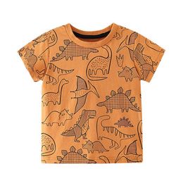 Jumping Metres Summer Dinosaur T shirts For Boys Girls Fashion Animals Print Selling Cotton Baby Tees Tops Children's 210529