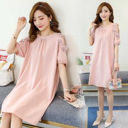 Maternity Dress Leakage of Shoulder Dresses for Pregnant Women Maternity Gowns Summer Pregnant Dress Pregnancy Korean Style