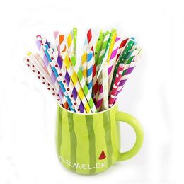 2021 200 Designs Biodegradable paper straw environmental Colourful drinking straw wedding kids birthday party decoration supplies dispette