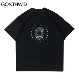 Oversized Tees Shirts Harajuku Crow Print Punk Rock Gothic T-Shirt Hip Hop Casual Loose Cotton Streetwear Tshirt Tops 210602