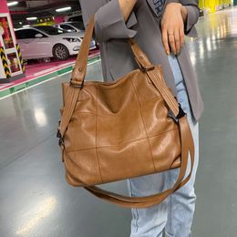 Handbags for Women Fashion Luxury Soft Leather Large Capacity Hobo Plaid Tote Solid Colour Shoulder Female Big Messenger Bag