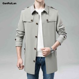 est Coat Men Long Jacket Mens Spring Autumn Casual Windbreaker Overcoat Fashion Button Male Clothing B0832 210518