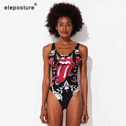 Print Swimsuit Women Bodysuit Swimwear Push Up Monokini Backless Bathing Suit Summer Beach Wear Swimming 210521