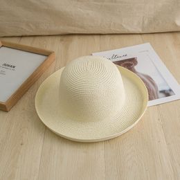 Sun Protection Beach Travel Hats Stylish Curling Street Caps Solid Outdoor Korean Style Straw Hats