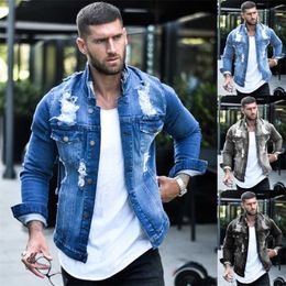 Jeans Jakcet Coat Men Blue Black Denim Jackets Male Spring Autumn Clothing Streetwear Casual Slim Fit Jean 211126