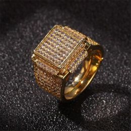 Handmade Mens Diamond Stones Iced Out Rings High Quality Fashion Gold Silver Ring Hip Hop Jewelry