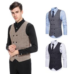 Men's Vests Vest Waistcoat Men Formal Vintage Black Gray Khaki Groomman Wedding Clothing Jacket Steampunk Business 2021