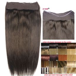 16"-28" One Piece Set 200g 100% Brazilian Remy Flip Human Hair Extensions Fish Line No Clips Natural Straight