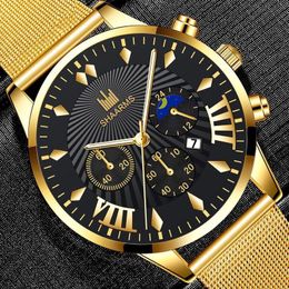 Wristwatches Men Stainless Steel Watch Date Calendar Analogue Quartz Wrist Watches Luxury Business Casual For Man Clock Masculino Reloj Hombre