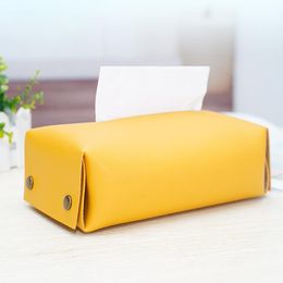Tissue Boxes & Napkins Creative PU Leather Case Soft Foldable Napkin Holder Box Home Kitchen Paper Storage For Car Desk
