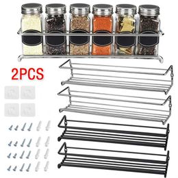 2PCS Wall-Mount Shelf Organiser Single Layer Seasoning Hanging Spice Storage Rack for Home Restaurant Kitchen Bathroom 211110