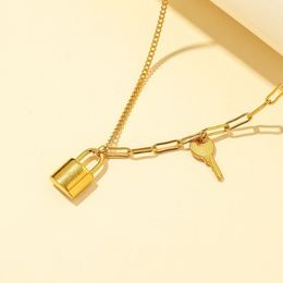 Gold chains Key Padlock Pendant Necklace Hip Hop Necklaces for women fashion Jewellery gift will and sandy