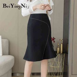 Elgant Office Ladies Skirts Fashion Skinny High Street Casual Vintage OL Korean Skirt Women White Black Faldas 210506
