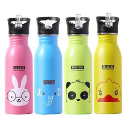 500ML Children's Stainless Steel Sports Water Bottles Portable Outdoor Cycling Camping Bicycle Bike Kettle Y0915