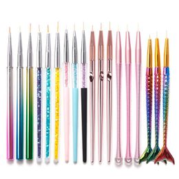 diy gels Canada - Nail Brushes 3Pcs Set Art Liner Brus Acrylic French DIY UV Gel Grid Line Stripe Drawing Pen Fashion Handle Painting Tools