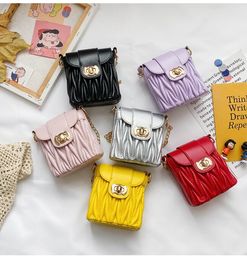 Pleated embroidery line Children handbag girl parent-child style bucket bags mini lipstick small change bag for women