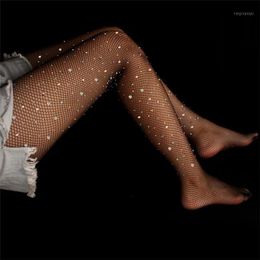 bling rhinestones wholesale Australia - Socks & Hosiery Women Bling Crystal Rhinestone Fishnet Stockings Big Mesh Tights Sexy Diamond Pantyhose For Nightclub Dance Party