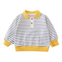 Baby Boys Girls Sweatshirts Autumn Spring Striped Cotton Hoodies Tops Children Kids Long Sleeve T Shirts Blouse Clothes 210412