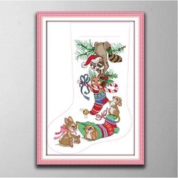 Christmas stockings 6 Handmade Cross Stitch Craft Tools Embroidery Needlework sets counted print on canvas DMC 14CT 11CT Home decor paintings