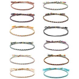 Handmade Woven Braided Rope Friendship Bracelet Beach Bohemian Polyester Thread Weave String Bracelets