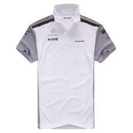 Polo Mercedes Benz Traje carreras Camisa de manga corta gris Color blanco CAMISETA T-shirt rápido de alto
