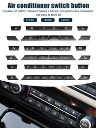 New 12/14pcs A/C Heater Button Key Caps Repair Kit Switch Button Cover For BMW 5/6/7 Series F01 F02 F06 F07 F10 F11 F12 F13 GT Car