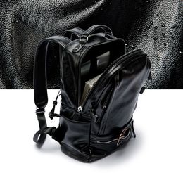 Men's designer Travel backpack Bookbag Soft Pu Leather Solid Black Waterproof Back Pack for Men Laptop School Bag Women luxurys Male Backpacks