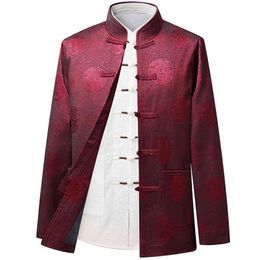 Tang Suit Jacket Mens Chinese Style Casual Shirts Men Kung Fu Uniform Coat Mandarin Collar Long Sleeve Oversized Camisa 210524