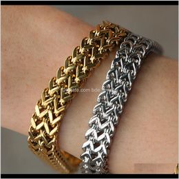 Link Bracelets Jewelry Fashion Titanium Stainless Steel Franco Chains Hip Hop Gold Plated Bracelet Heavy Street Rapper Wristband Chain Jewel