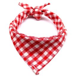 Wholesale Dog Apparel Small Large Bandana Bibs Cat Scarf Washable Cotton Plaid Printing Puppy Kerchief Pet Grooming Accessories
