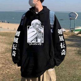 Anime Berserk Hoodies Tops Long Sleeve Hip Hop Fashion Man Hoodie Casual Pullover Sweatshirts H1227