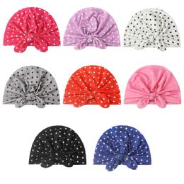 A977 Europe Fashion Baby Bunny Ear Caps Hat Turban Knot Headwrap Hats Girls Infant Kids Dots Beanies