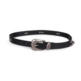 Belts Women Black Leather Western Cowgirl Waist Belt Metal Buckle Waistband For Luxury Designer Brand BL515