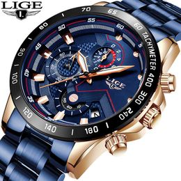 2020 LIGE New Fashion Casual Mens Watches Top Brand Luxury WristWatch Quartz Clock Waterproof Sports Watch Men Relogio Masculino X0625