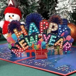 Christmas Decorations Folding 3D Design Year Party Invitation Xmas Postcard Holiday Blessing Santa Snowman Merry Greeting Card