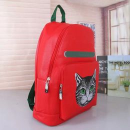 Fashion Leather Large Capacity Men's Backpack Brand Women Cat Black Red 32*12*40cm