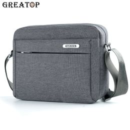 Shoulder Bags Fashion Unisex GREATOP 3 Colors Men Business Waterproof Nylon Messenger Casual Male Crossbody for Pad Y0025